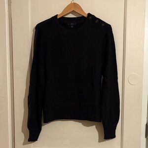 J. Crew Black Crew Neck Sweater with Button Accents